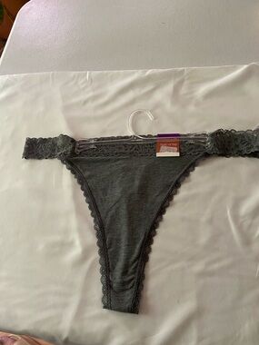 State of Day Women’s Lace-Trim Thong Panty - Gray